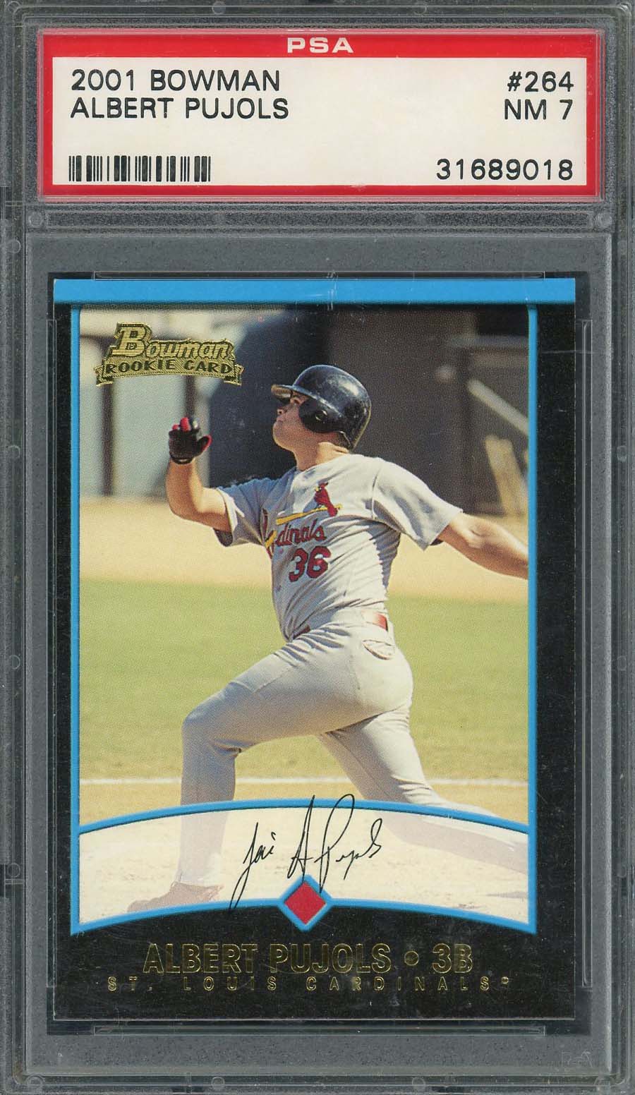 アルバート プホルス 2001 ボーマン ベースボール ルーキー カード RC #264 グレード PSA 7