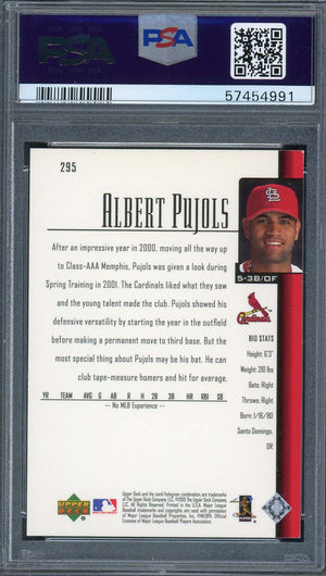 Albert Pujols 2001 Upper Deck Baseball Rookie Card RC #295 Graded PSA 8-Powers Sports Memorabilia