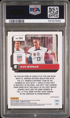Alex Morgan 2022 Panini Donruss Optic World Cup Holo Card #124 Graded PSA 10-Powers Sports Memorabilia