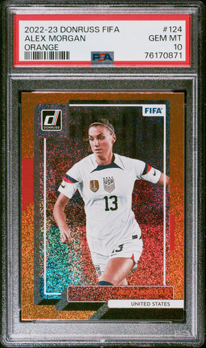 Alex Morgan 2022 Panini Donruss Optic World Cup Orange Card #124 Graded PSA 10-Powers Sports Memorabilia