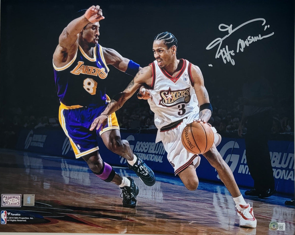 Allen Iverson Autographed Philadelphia 76ers vs. Kobe Bryant 16x20 Photo W/ The Answer Beckett Witnessed-Powers Sports Memorabilia