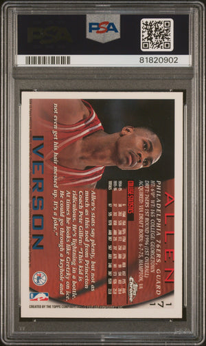 Allen Iverson 1996 Topps Chrome Signed Rookie Card #171 Auto PSA 81820902-Powers Sports Memorabilia