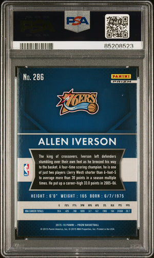 Allen Iverson 2015 Panini Prizm Red White Blue Signed Card #286 Auto PSA 5208523-Powers Sports Memorabilia