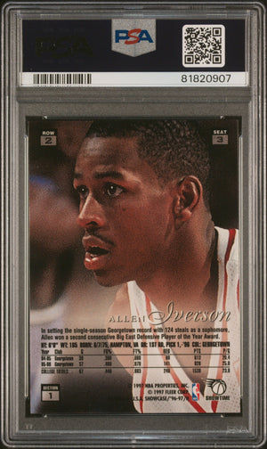 Allen Iverson 1996 Flair Showcase Row 2 Signed Rookie Card #3 Auto PSA 81820907-Powers Sports Memorabilia