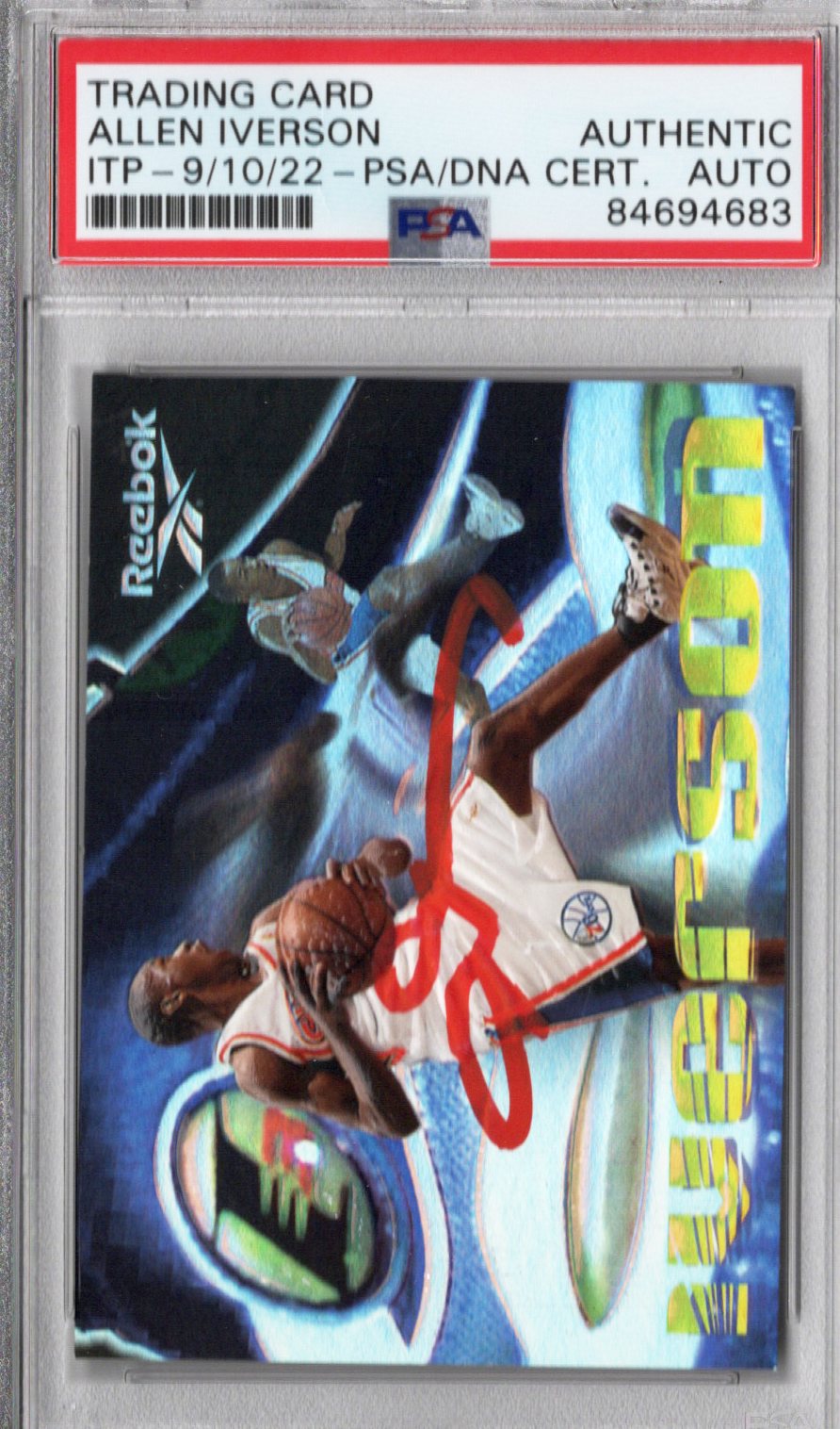Allen Iverson Signed Philadelphia 76ers 1997-98 Sky Box Reebok Card - PSA AUTHENTIC AUTO-Powers Sports Memorabilia