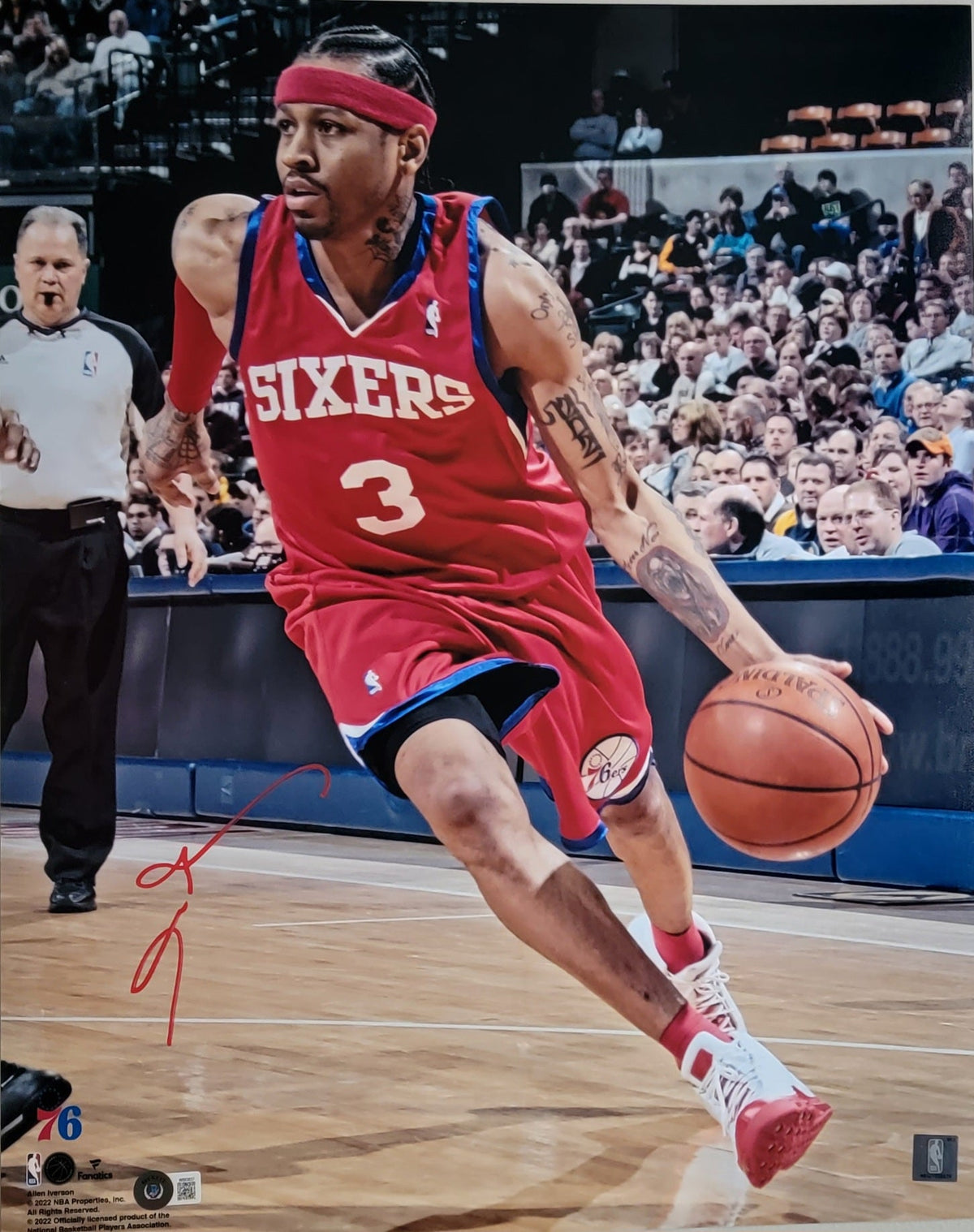 Allen Iverson Signed Philadelphia 76ers 16x20 Photo Beckett Witnessed #8-Powers Sports Memorabilia