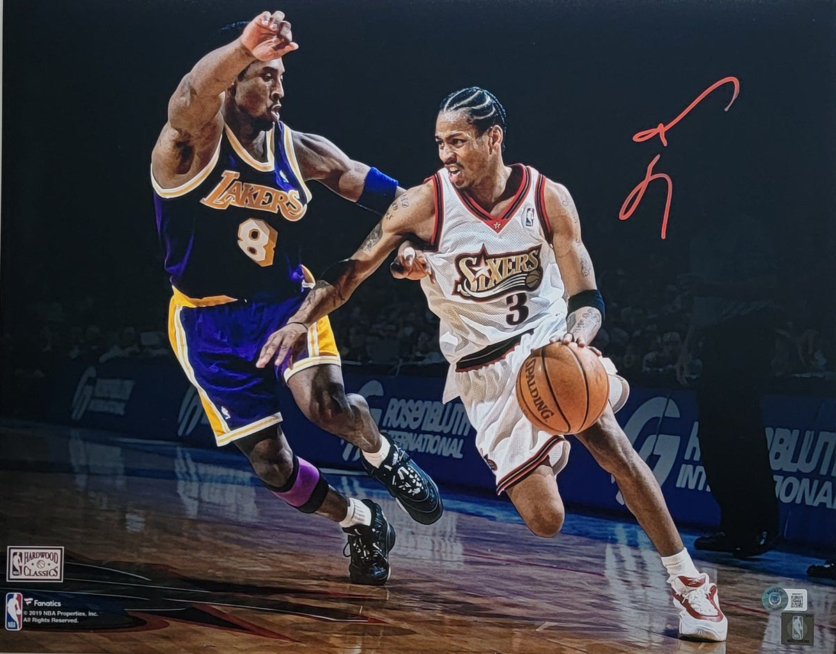 Allen Iverson vs Kobe Signed Philadelphia 76ers Spotlight 16x20 Photo RED - Beckett-Powers Sports Memorabilia