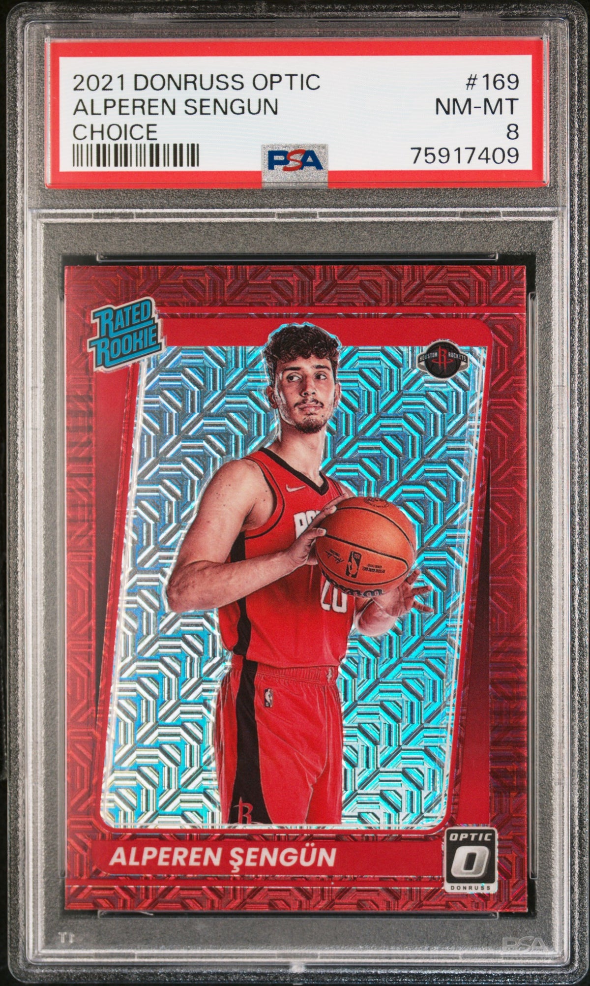 Alpheren Sengun 2021 Donruss Optic Choice Red Rookie Card #169 Graded PSA 8-Powers Sports Memorabilia