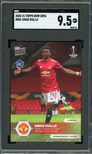 Amad Diallo 2020-21 Topps Now UEFA Soccer Rookie Card RC #001 Graded SGC 9.5 MINT-Powers Sports Memorabilia