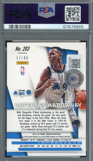 Anfernee Hardaway 2014 Panini Light Blue Prizm Signed Card #203 Auto PSA 10 #/49-Powers Sports Memorabilia