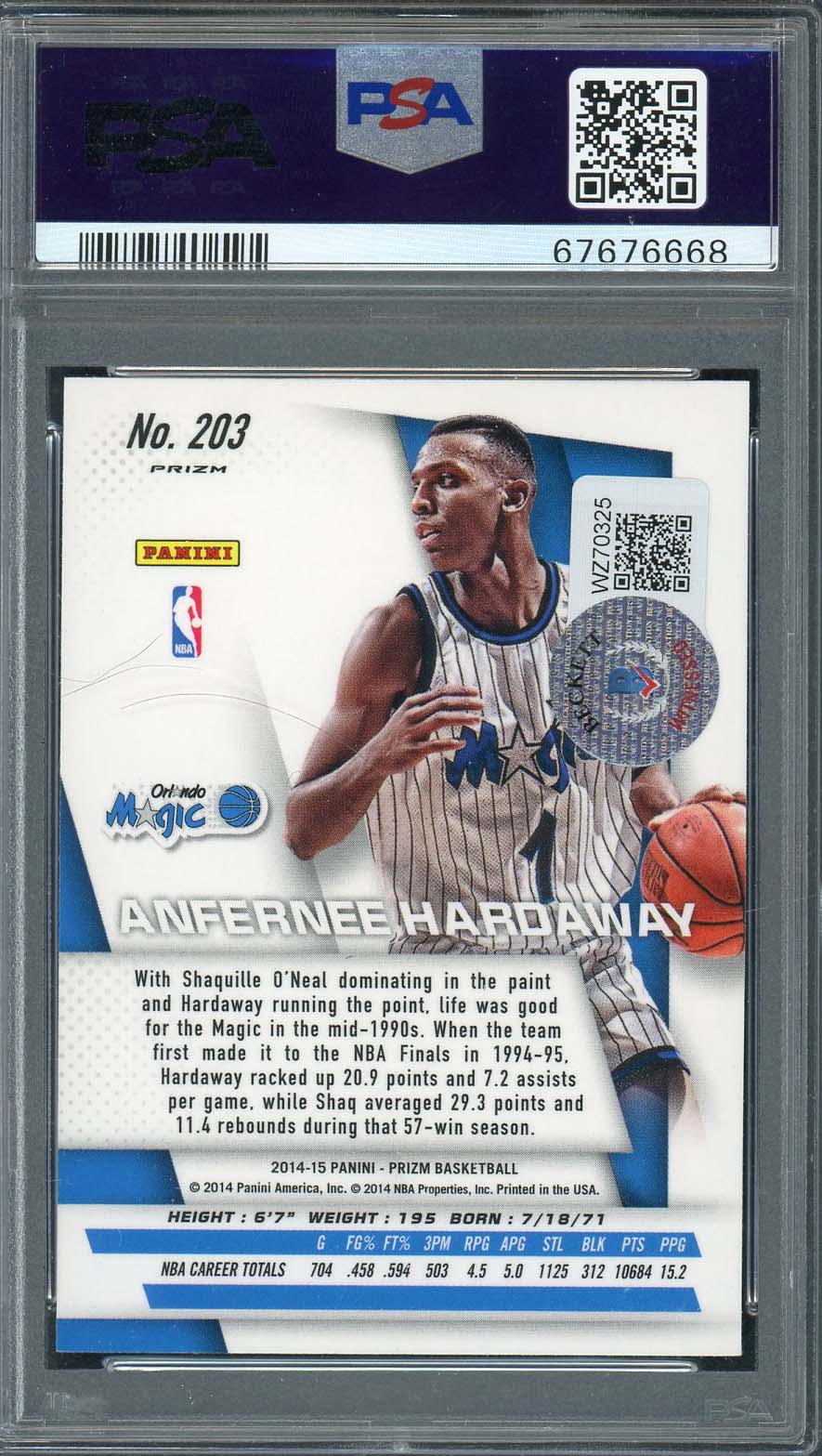 Anfernee Hardaway 2014 Panini Blue Wave Prizm Signed Card 203 Auto Graded PSA 10-Powers Sports Memorabilia
