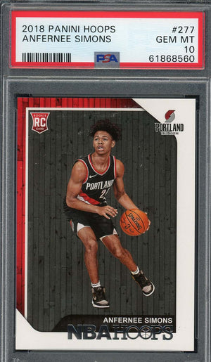 Anfernee Simons 2018 Panini Hoops Basketball Rookie Card RC #277 Graded PSA 10-Powers Sports Memorabilia