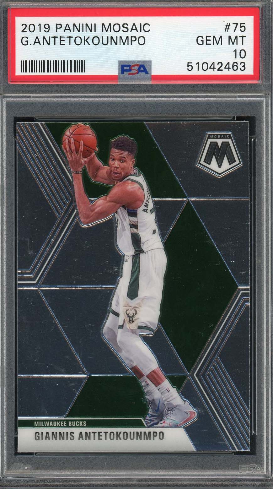 Giannis Antetokounmpo 2019 Panini Mosaic Basketball Card #75 PSA 10-Powers Sports Memorabilia