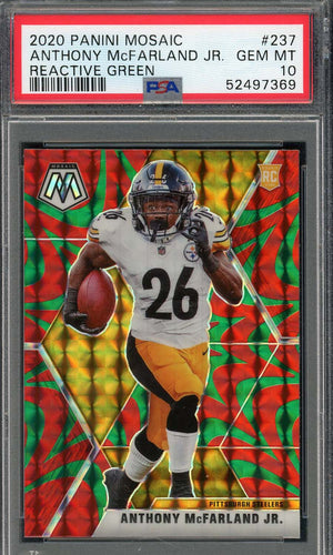 Anthony McFarland Jr 2020 Panini Mosaic Reactive Green Rookie Card #237 PSA 10-Powers Sports Memorabilia