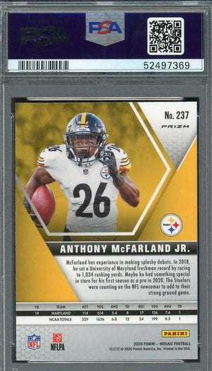 Anthony McFarland Jr 2020 Panini Mosaic Reactive Green Rookie Card #237 PSA 10-Powers Sports Memorabilia