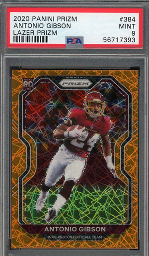 Antonio Gibson 2020 Panini Prizm Lazer Rookie Football Card #384 Graded PSA 9-Powers Sports Memorabilia