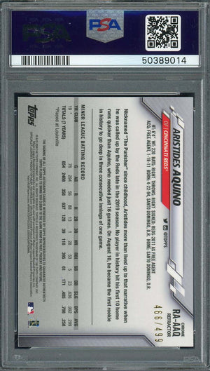 Aristides Aquino 2020 Topps Chrome Rookie Autographs Refractor Baseball Card RC #RAAAQ Graded PSA 9 MINT /499-Powers Sports Memorabilia