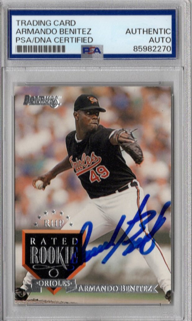 Armando Benitez Signed Baltimore Orioles 1995 Donruss Rated Rookie Card #216 PSA AUTHENTIC AUTO
