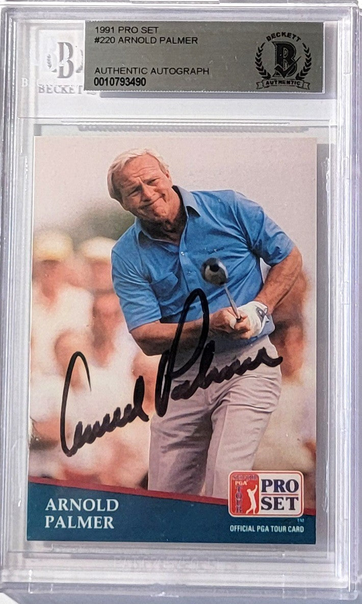 Arnold Palmer Signed PGA Tour Golf Encapsulated 1991 Pro Set #220 Card - Beckett-Powers Sports Memorabilia