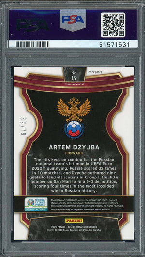 Artem Dzyuba 2020 Select UEFA Euro Purple Prizm Card #15 PSA 10 /79-Powers Sports Memorabilia