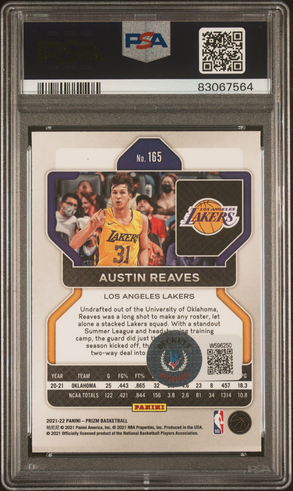 Austin Reaves 2021 Panini Prizm Signed Rookie Card #165 Auto Graded PS ...