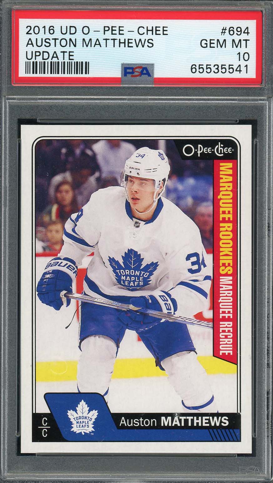 Auston Matthews 2016 Upper Deck O-Pee-Chee Update Rookie Card #694 Graded PSA 10-Powers Sports Memorabilia