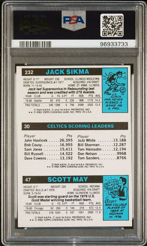 Larry Bird Signed 1980 Topps Celtics Leader Rookie Card PSA 8 AUTO 10-Powers Sports Memorabilia