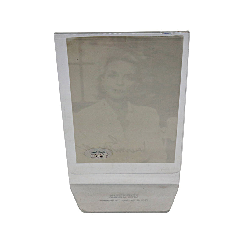 Lauren Bacall Signed 3.5x5 Photo in Acrylic Stand - Slight Creases on Photo (JSA COA)-Powers Sports Memorabilia