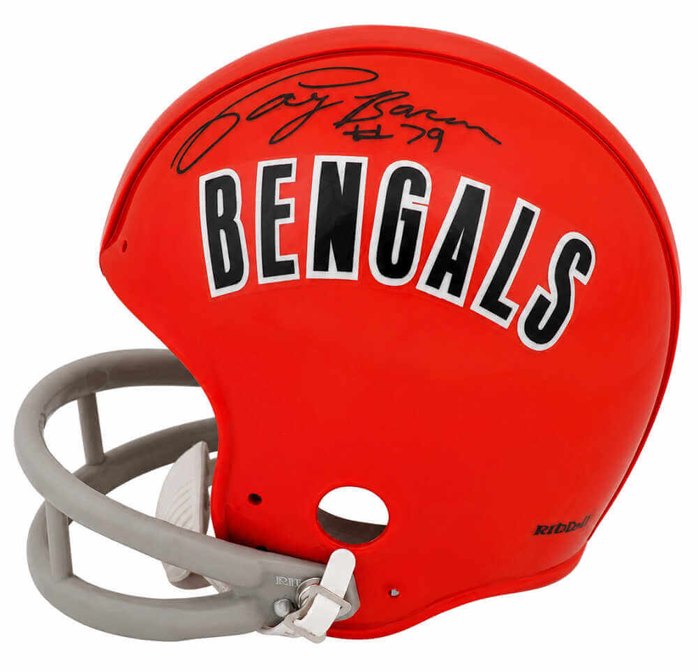 Coy Bacon Autographed Cincinnati Bengals Throwback 2 Bar Riddell (VSR4) Mini Helmet-Powers Sports Memorabilia