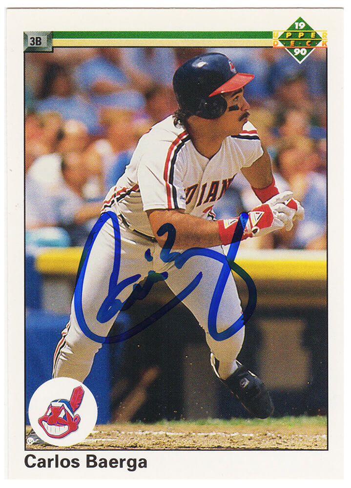 Carlos Baerga Cleveland Indians Autographed 1990 Upper Deck Rookie Baseball