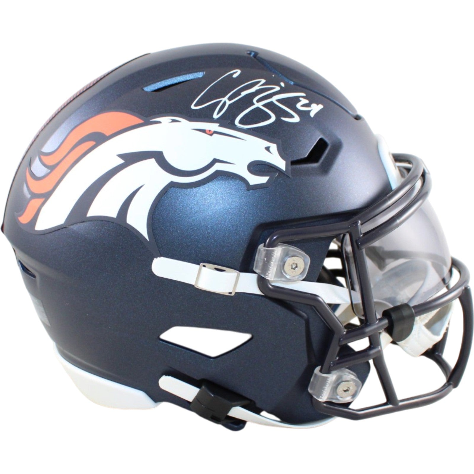 Champ Bailey Denver Broncos Mid-Size Midi Signed Helmet Beckett WIT 58656 Beckett-Powers Sports Memorabilia