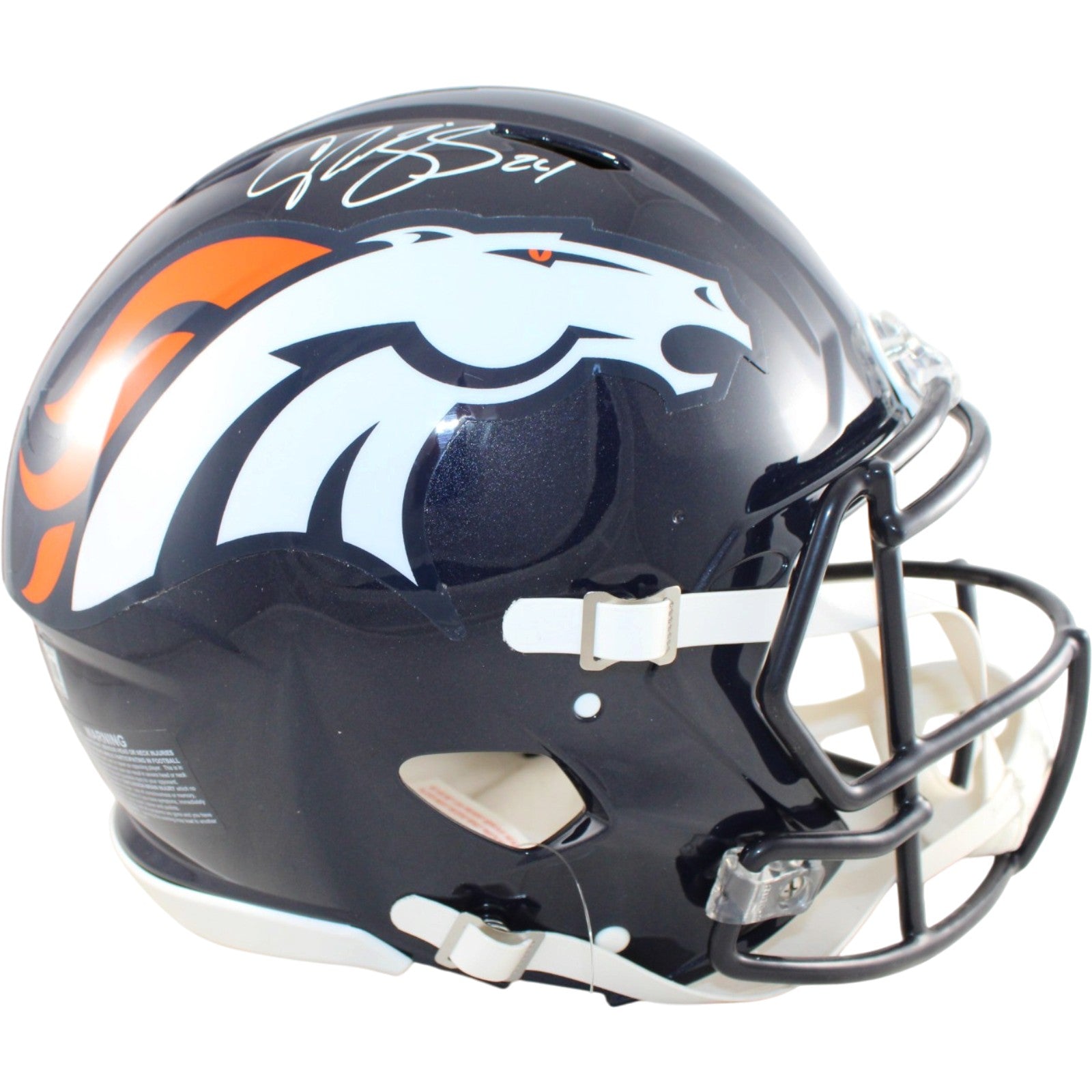 Champ Bailey Denver Broncos Pro Signed Helmet 97 TB Beckett Witness 58664 Beckett-Powers Sports Memorabilia