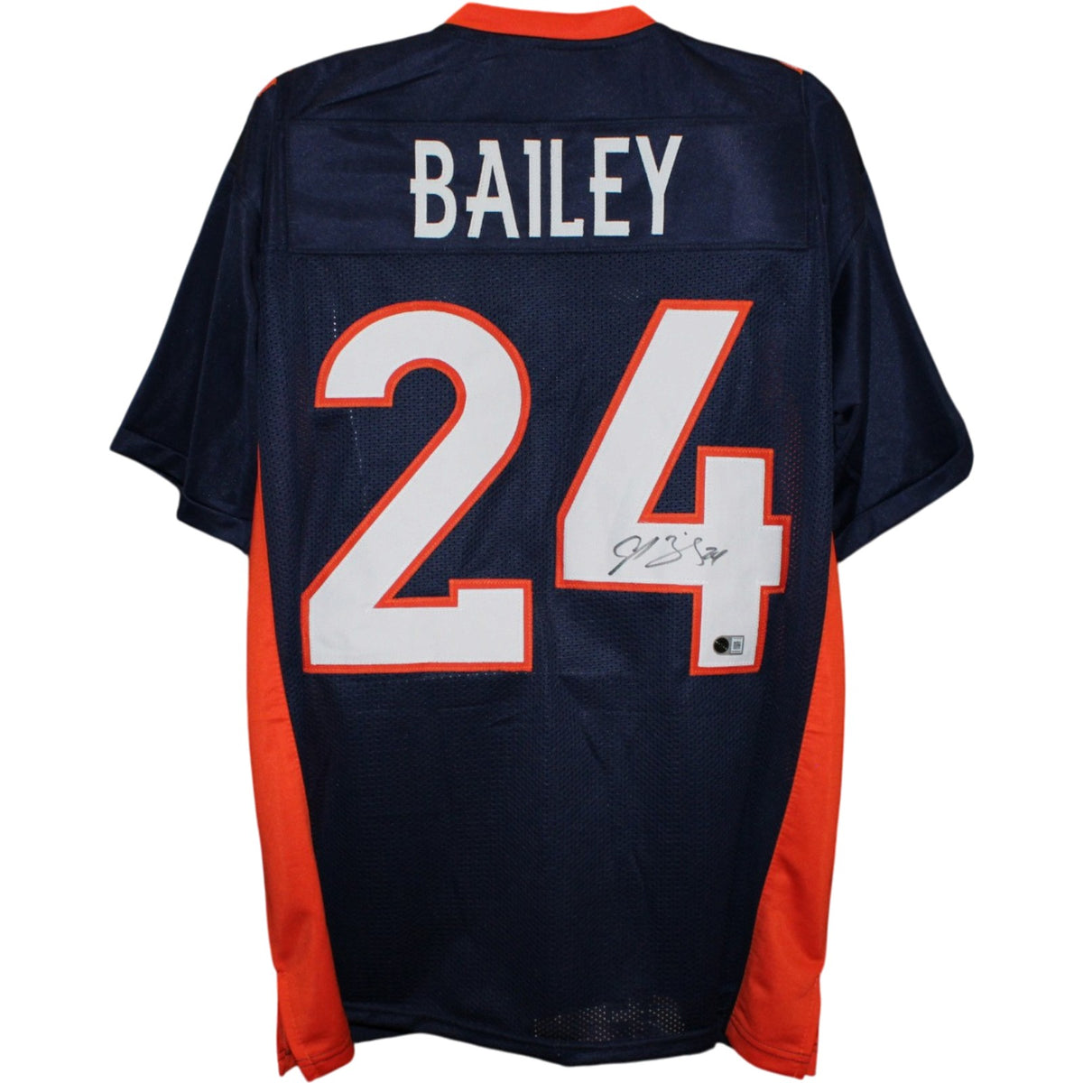 Champ Bailey Denver Broncos Signed Jersey Blue Beckett Witness 58653 Beckett-Powers Sports Memorabilia