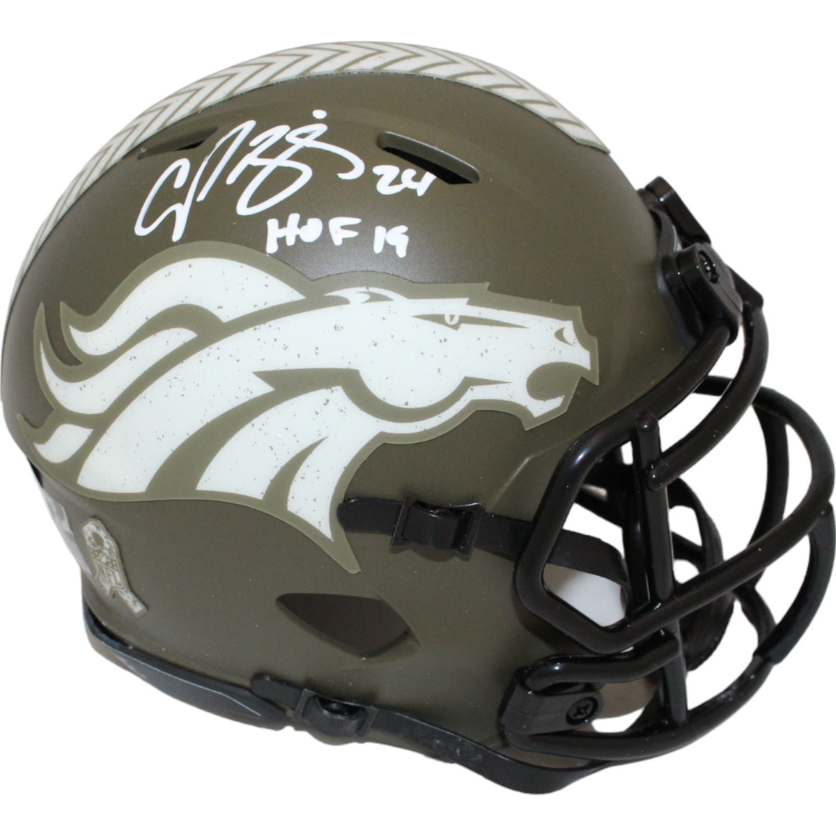 Champ Bailey Denver Broncos Signed Mini Helmet - 22 Salute HOF Beckett Beckett-Powers Sports Memorabilia