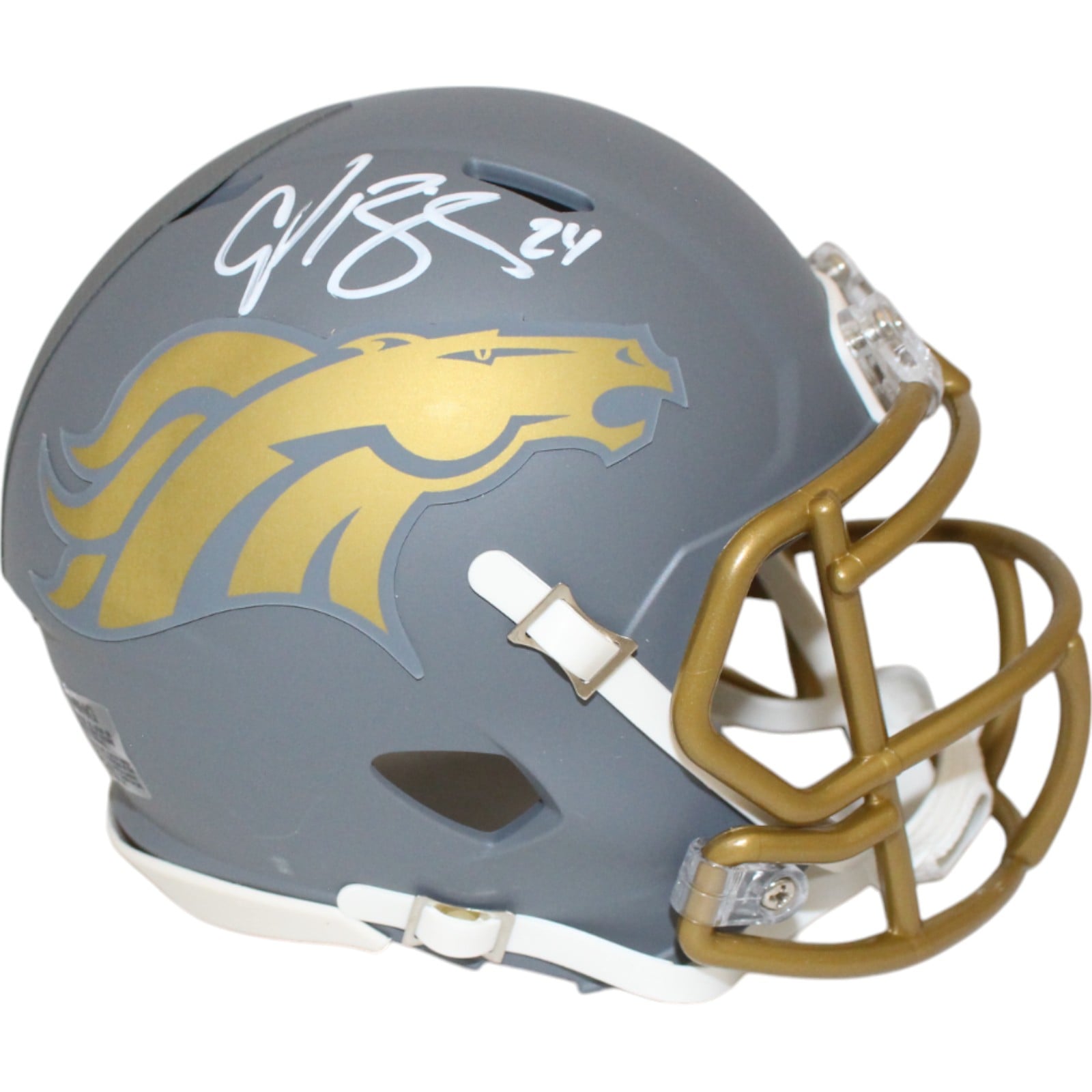 Champ Bailey Signed Denver Broncos Slate Mini Helmet – Beckett Authenticated-Powers Sports Memorabilia