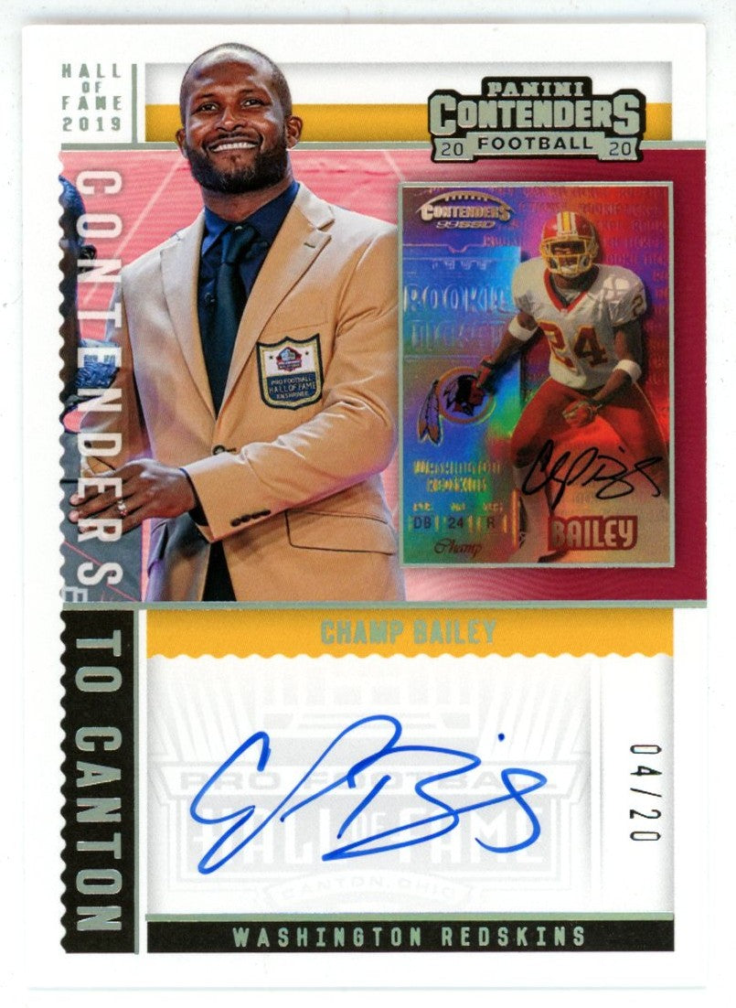 Champ Bailey Denver Broncos 20 Contenders Canton Trading Signed Card 56170-Powers Sports Memorabilia