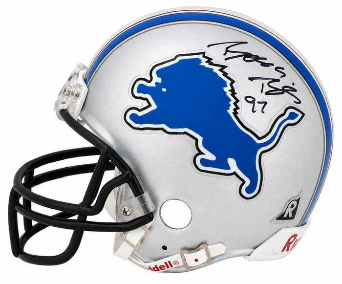 Boss Bailey Autographed Detroit Lions Throwback Riddell (VSR4) Mini Helmet - (In Black)-Powers Sports Memorabilia