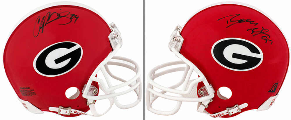 Champ Bailey & Boss Bailey Autographed Georgia Bulldogs Riddell (VSR4) Mini Helmet-Powers Sports Memorabilia
