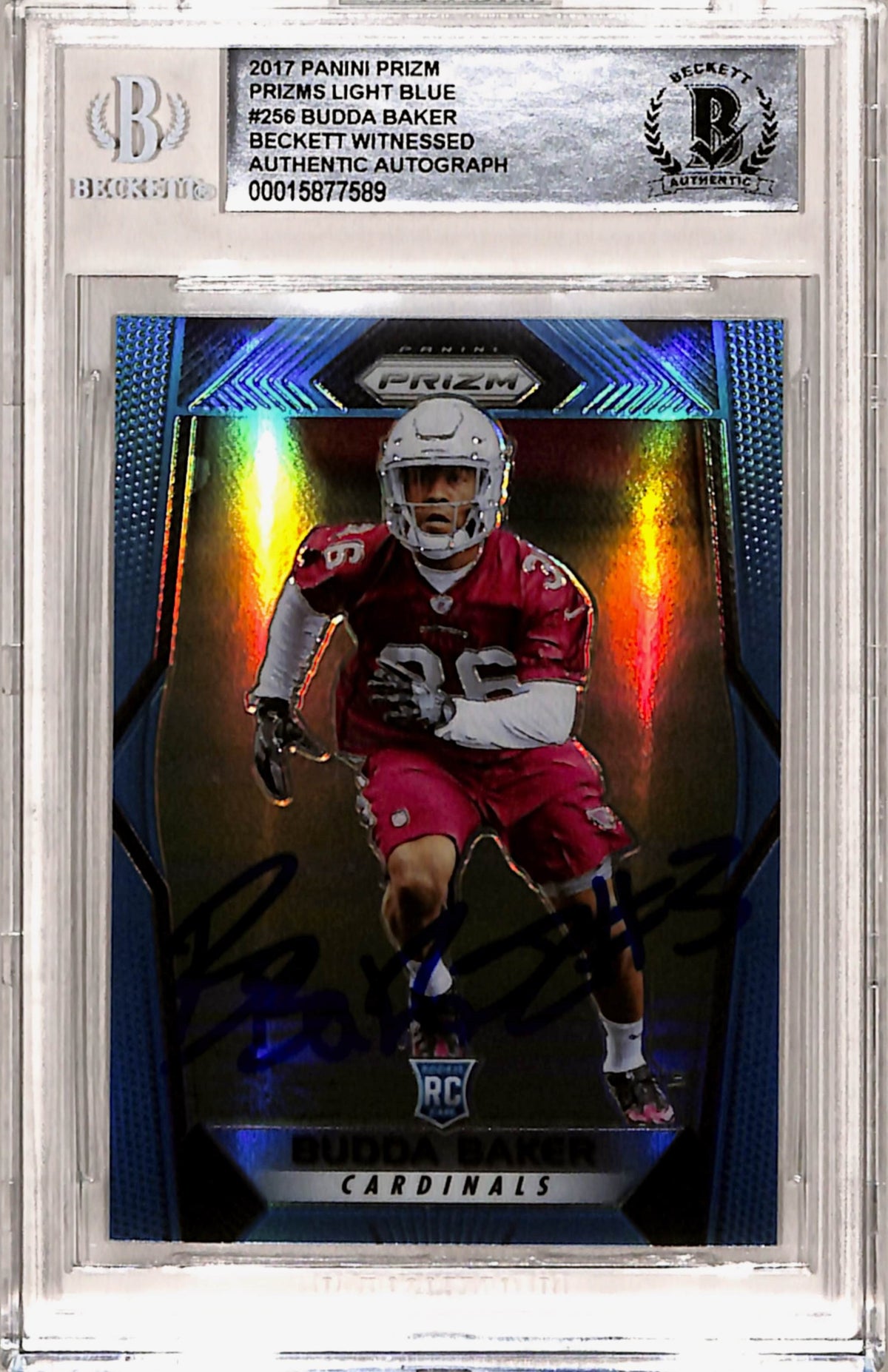 Budda Bakers Arizona Cardinals Signed Card - 2017 Prizm Light Blue #256 Slab Beckett Beckett-Powers Sports Memorabilia