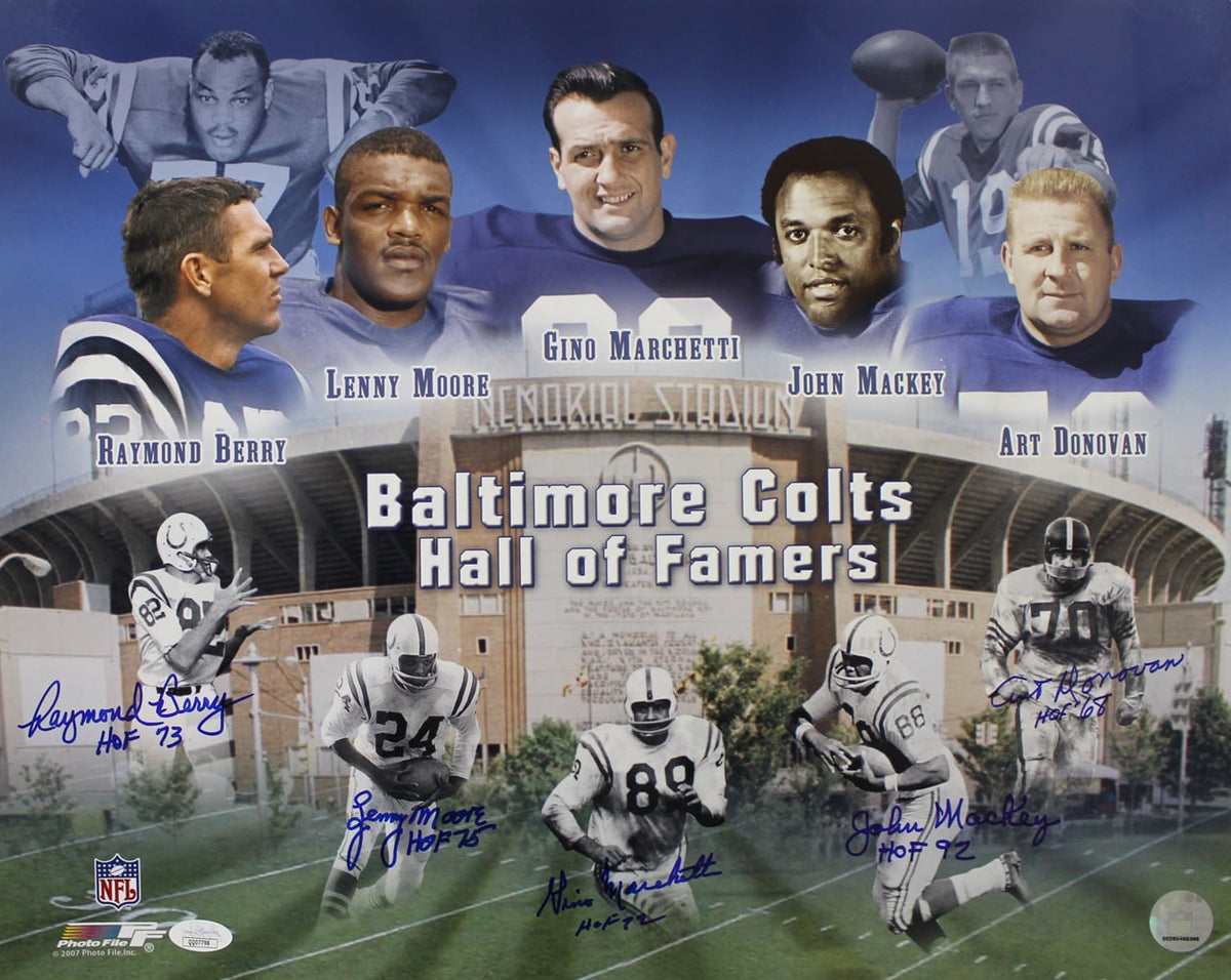 Baltimore Colts Hall Of Fame Signed 16x20 Photo - 5 Sigs JSA JSA-Powers Sports Memorabilia