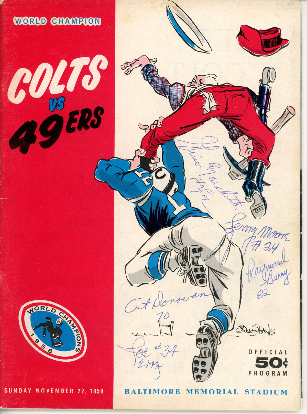 Berry Moore Marchetti Donovan Perry Baltimore Colts Signed Magazine - 59 Magazine JSA JSA-Powers Sports Memorabilia