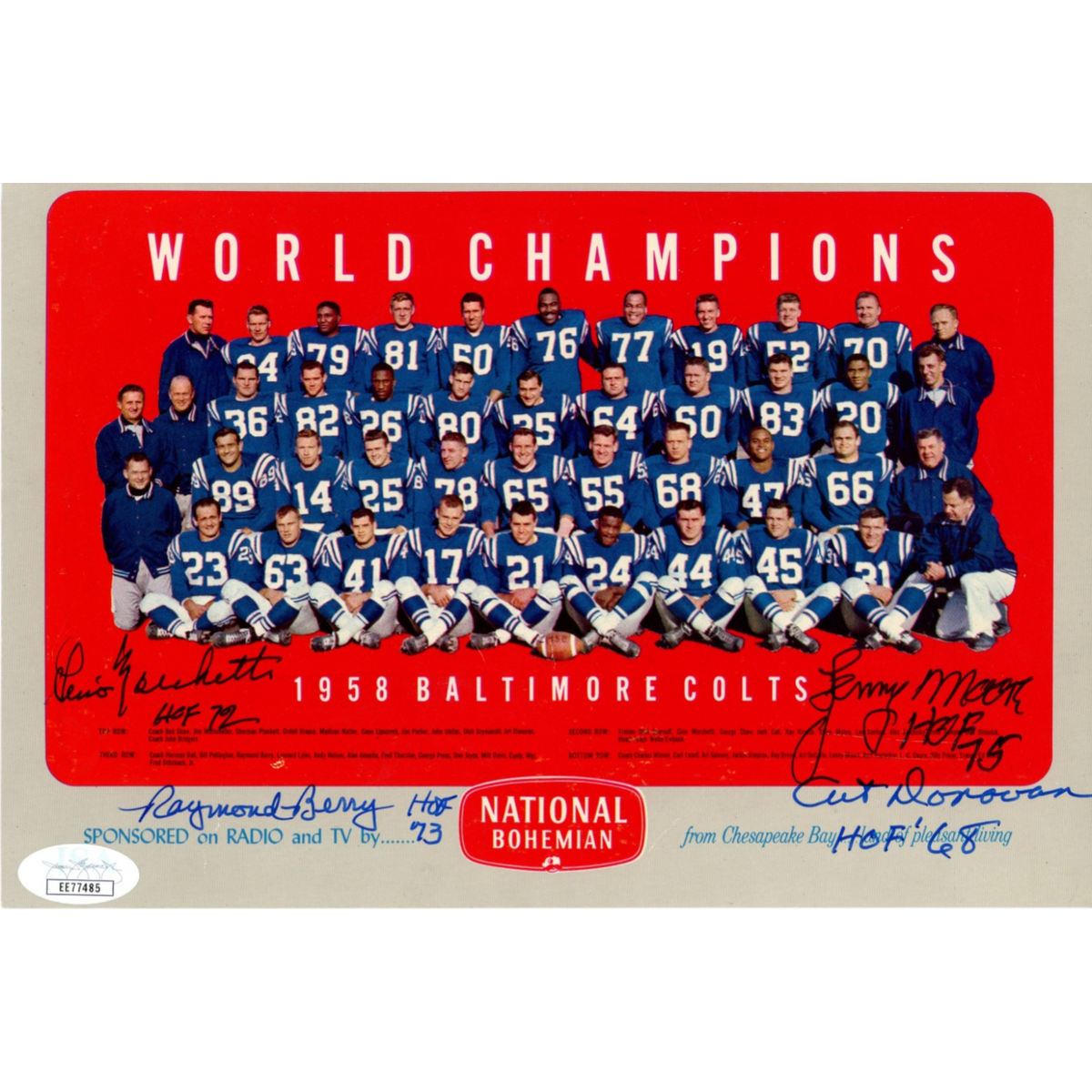 Moore Donovan Marchetti Berry Baltimore Colts Signed Mini Helmet - 6x9 JSA JSA-Powers Sports Memorabilia