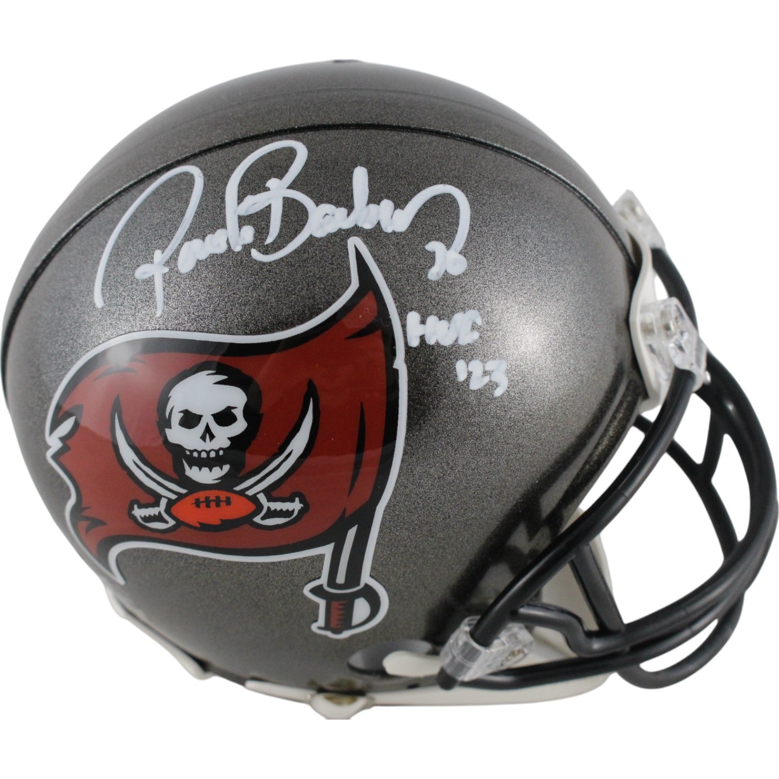 Ronde Barber Tampa Bay Buccaneers VSR4 TB Signed Mini Helmet HOF-Powers Sports Memorabilia