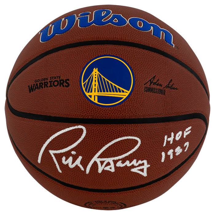 Rick Barry Autographed Golden State Warriors Logo Wilson Alliance NBA Basketball with HOF 1987-Powers Sports Memorabilia