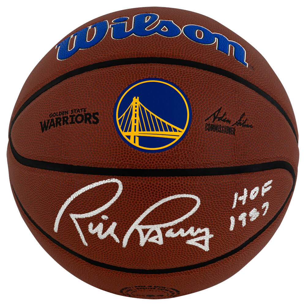 Rick Barry Autographed Golden State Warriors Logo Wilson Alliance NBA Basketball with HOF 1987-Powers Sports Memorabilia