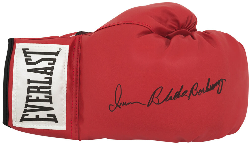 Iran Barkley Autographed Everlast Red Full Size Boxing Glove with Blade-Powers Sports Memorabilia