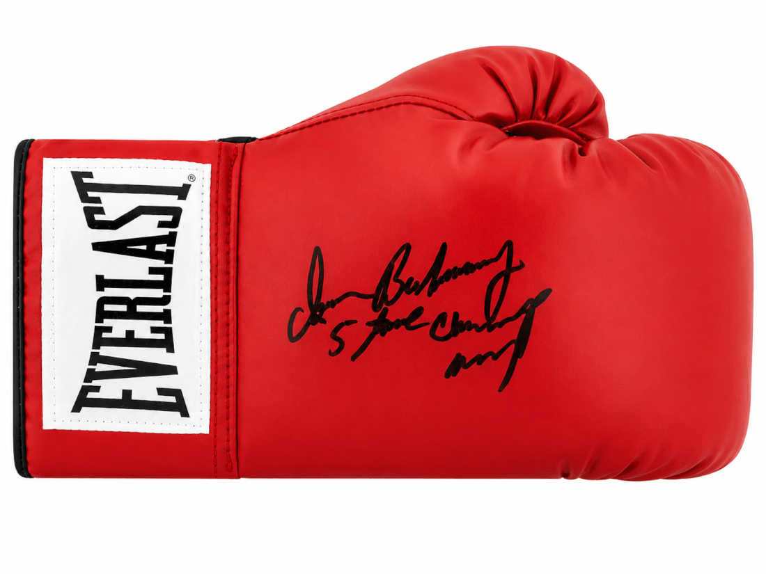 Iran Barkley Autographed Everlast Red Boxing Glove with 5-Time Champ-Powers Sports Memorabilia