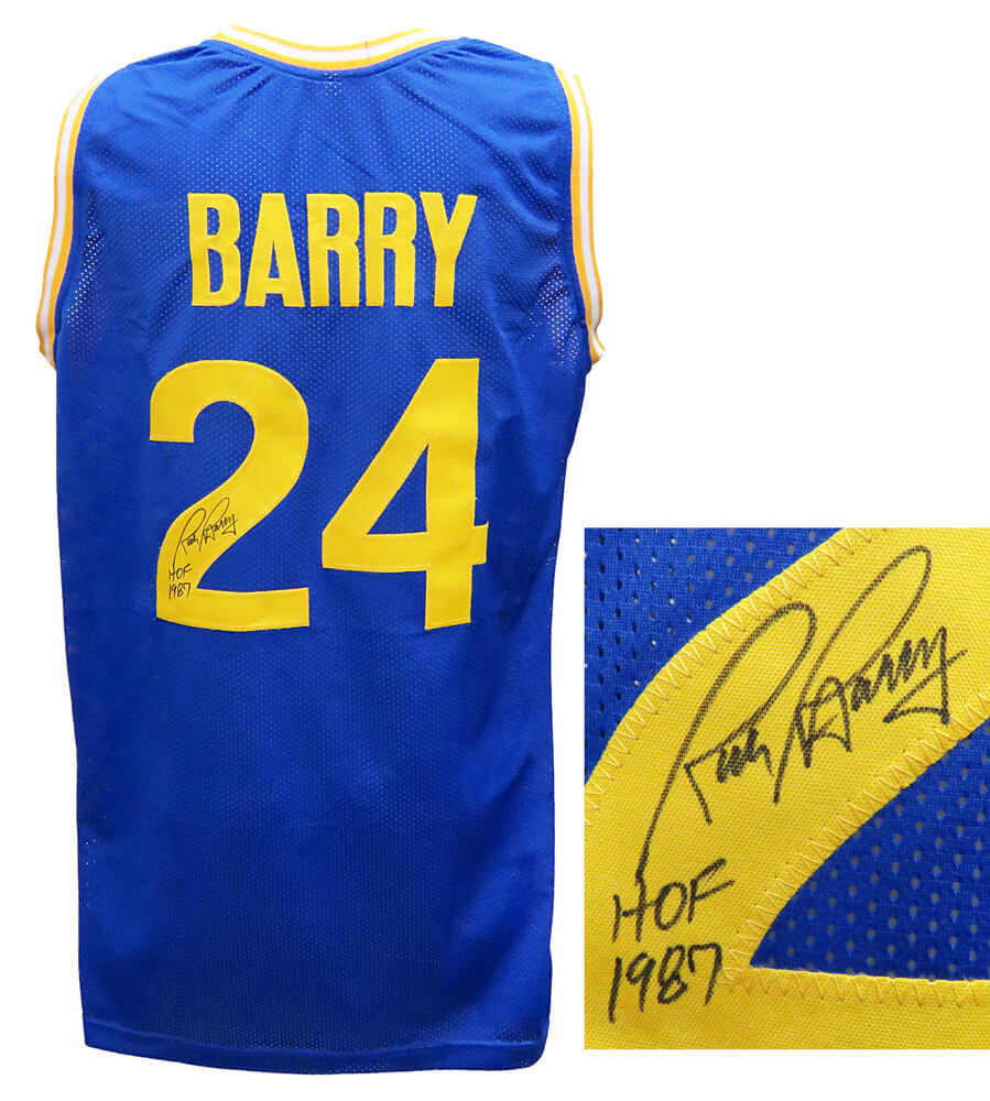 Rick Barry Autographed Blue Custom Basketball Jersey with HOF'87-Powers Sports Memorabilia