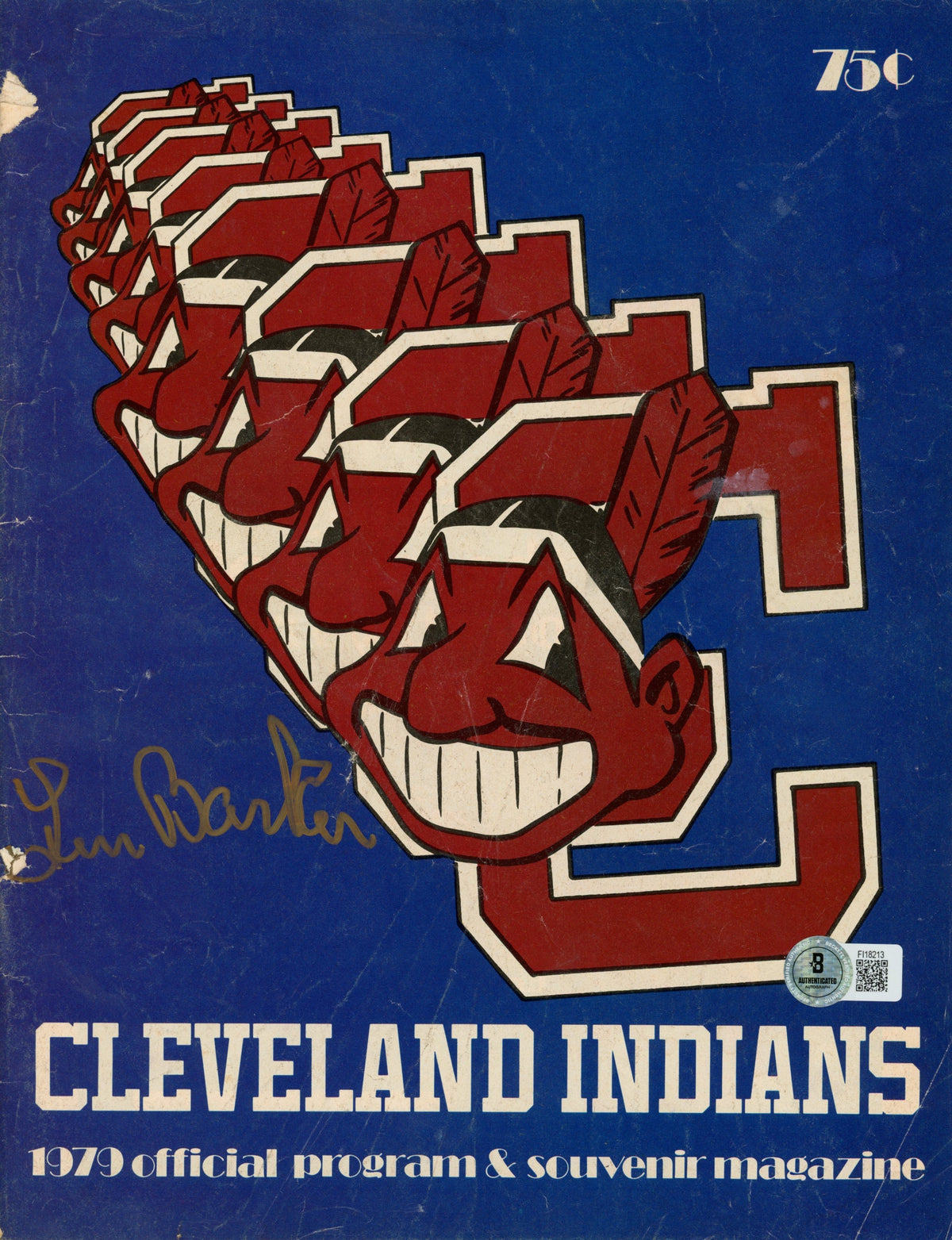Len Barker Cleveland Indians Signed Mini Helmet - 1979 Official Program Beckett Beckett-Powers Sports Memorabilia