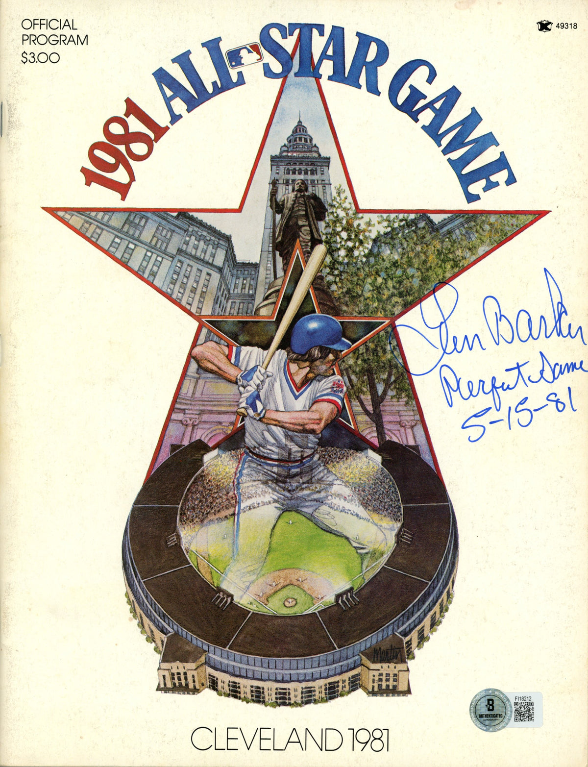 Len Barker Cleveland Indians Signed Mini Helmet - 1981 ASG Program Perfect Game Beckett Beckett-Powers Sports Memorabilia